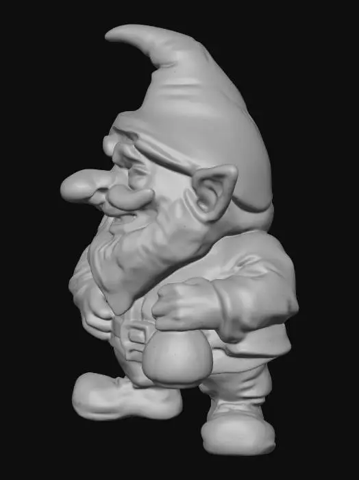 3D model for Gartenzwerg mit einer Handgranate in der Hand und kniet auf dem rechten Bein