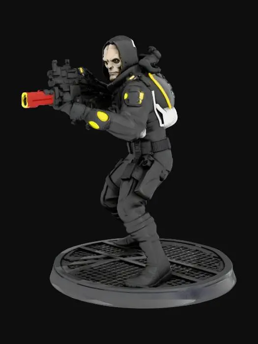 3D model for with base plate, smooth ,high resolution, fight pose