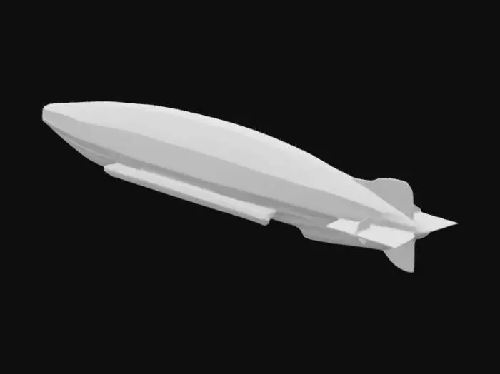 3D model for Ribbed Zeppelin Model with long  fuselage and low tail fin 