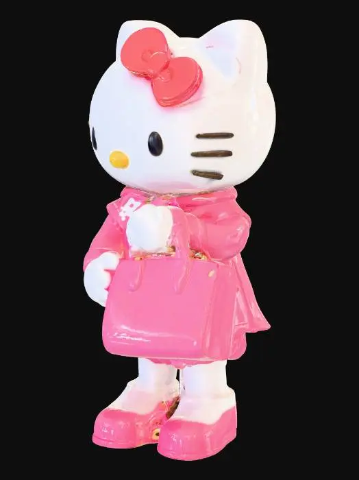 3D model for Hello Kitty smoking weed with a louis vuitton purse.