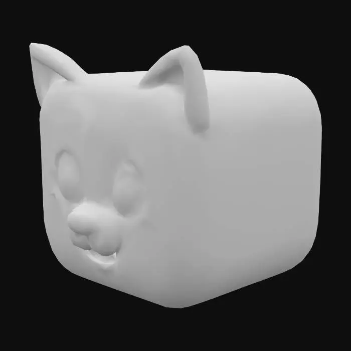 3D model for куб с лицом рыси на одной из сторон куба.  мультяшный стиль