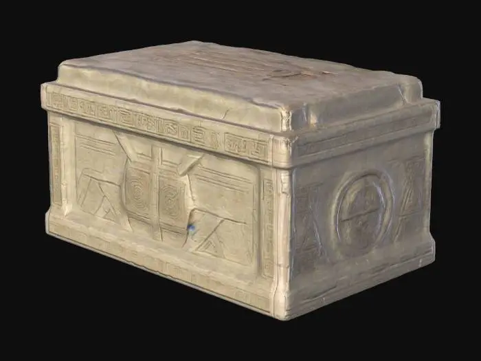 3D model for Создай саркофаг прямоугольной формы. Саркофаг должен быть древним и жутким. На саркофаге есть древние символы. Создатель многополигональную модель. Сделать анимацию открытия крышки саркофага и крышка поднимается в воздух. Модель должна быть максимально детализированная. Текстуры высшего качества