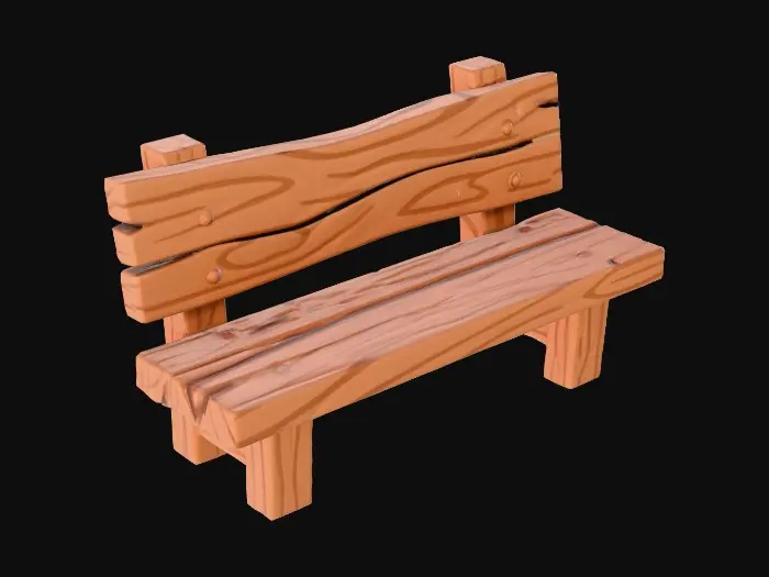 3D model for Stylized Wooden Bench