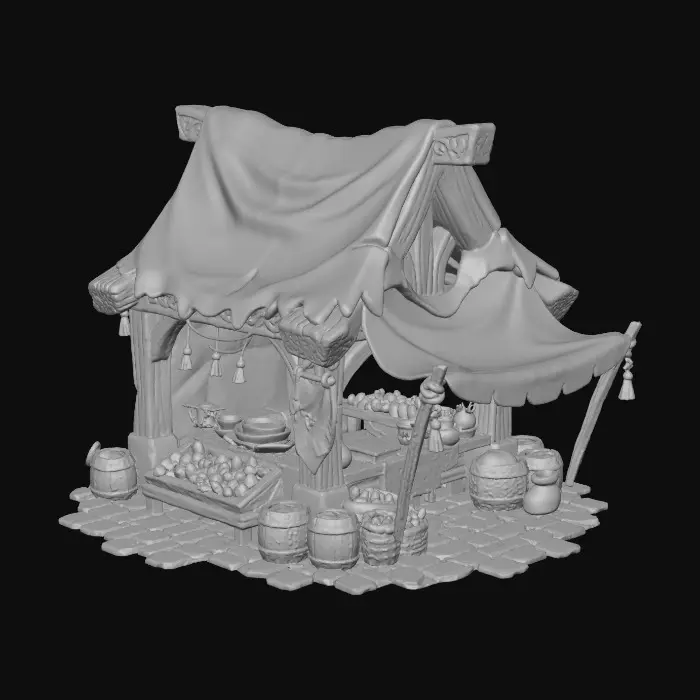 3D model for Stylized Market Stall