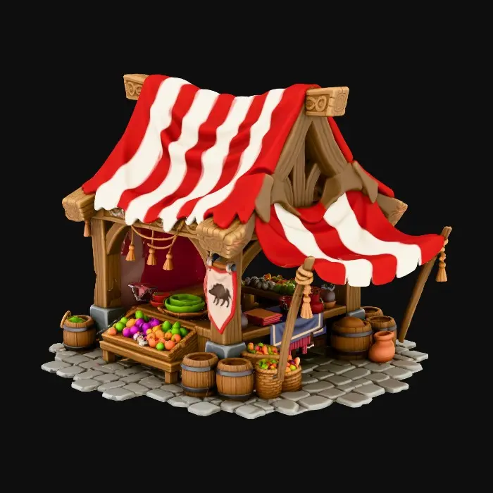 3D model for Stylized Market Stall