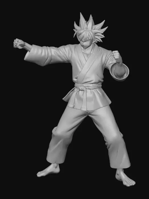 3D model for anime styke karate fighter, with his firsts closed