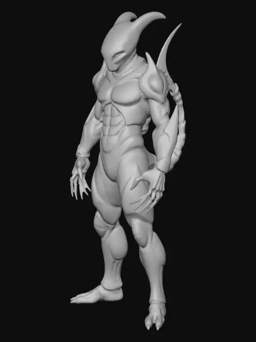 3D model for Fighter, street fighter alpha style, alien from mars, green, with claws