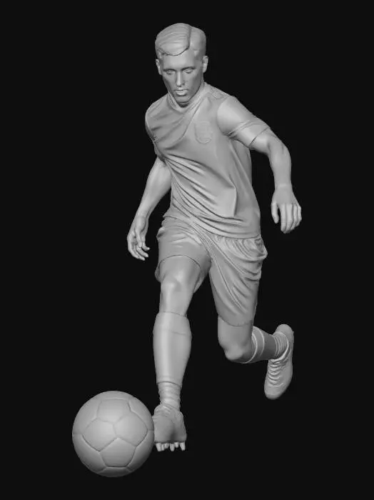 3D model for Ultra realistic soccer player, anime style preparing for kicking the ball
