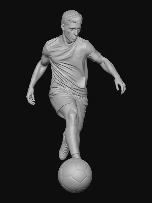 3D model for Ultra realistic soccer player, anime style preparing for kicking the ball