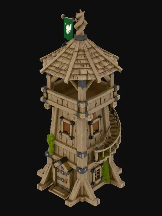3D model for Wooden Watchtower