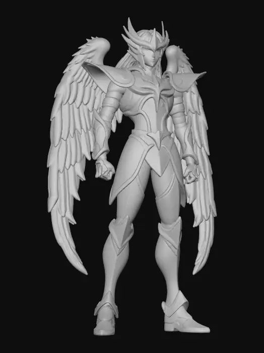 3D model for Saint Seya character with the pegasus armor, anime style,