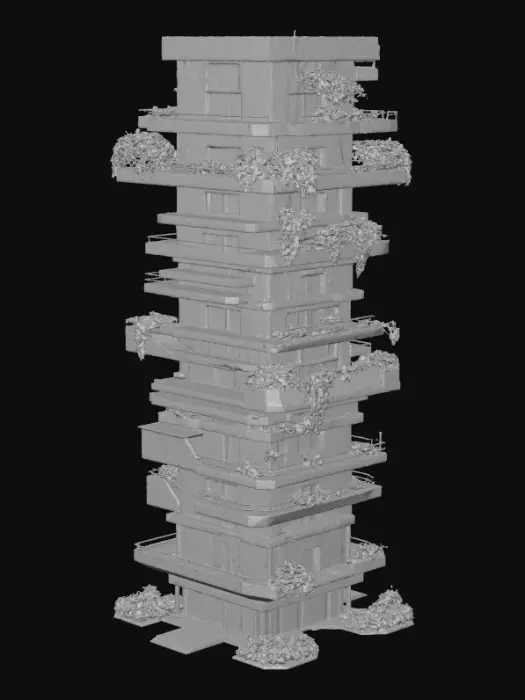 3D model for Futuristic modern architecture building with 10 floors