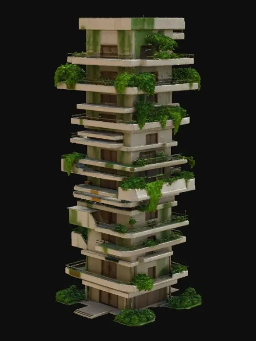 3D model for Futuristic modern architecture building with 10 floors