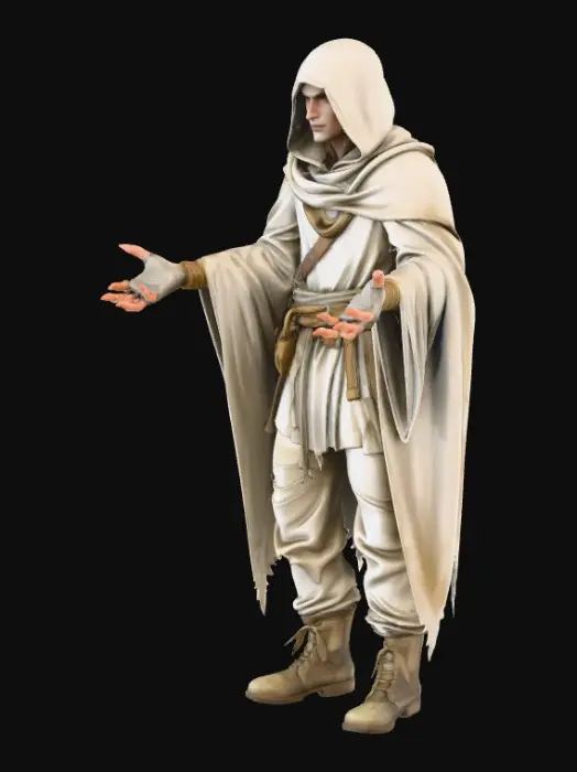 3D model for High-quality, game-ready character inspired by classic children’s fairy tales (Little Red Riding Hood / Rapunzel / Three Little Pigs), reimagined in a Pixar-style dark fantasy aesthetic. Stylized proportions with oversized head and expressive eyes, but with an eerie, unsettling mood. Slightly exaggerated facial features, tense expressions, subtle scars or imperfections, dramatic lighting baked into textures. Clean topology, optimized low-to-mid poly count, UV-unwrapped, PBR textures (albedo, roughness, normal). Detailed clothing with worn fabrics, frayed edges, dark color palette. Neutral A-pose or T-pose, rigging-ready. Character only, no base or environment. Unreal Engine / Unity compatible.