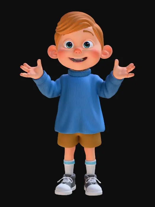 3D model for High-quality, game-ready fairy-tale character inspired by classic children’s stories (one of: Little Red Riding Hood / Rapunzel / Three Little Pigs style). Stylized but semi-realistic proportions, appealing and friendly look, suitable for a family-friendly game. Clean topology, optimized low-to-mid poly count, UV-unwrapped, PBR textures (albedo, roughness, normal). Expressive face, large eyes, soft features. Detailed clothing with fabric folds and stitching, fairy-tale aesthetic. Neutral A-pose or T-pose, rigging-ready. No base, no environment, character only. Unreal Engine / Unity compatible.