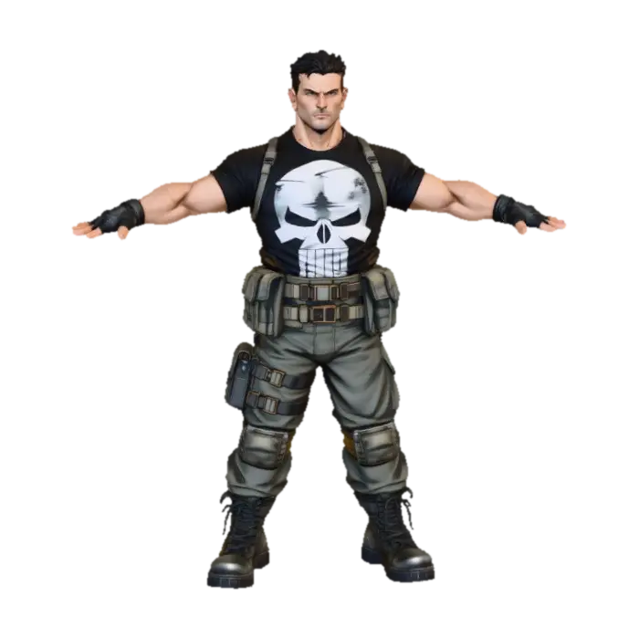 Vigilante Stance 3D model, vytvořený pomocí AI
