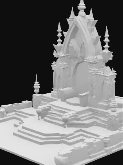 3D model for Third Floor: Throne Room)**  
**English Description:**  
- Blood-crystal throne (emissive red glow, RGB 255,0,0) with **Rumlan** boss arena.  
**Technical Specs:**  
- **Throne:** Rigged destruction animation (post-battle).  
- **Arena:** Collapsible floor tiles (physics-enabled).  
**Error Prevention:** Use **"boss arena"** tag for boundary setup.  