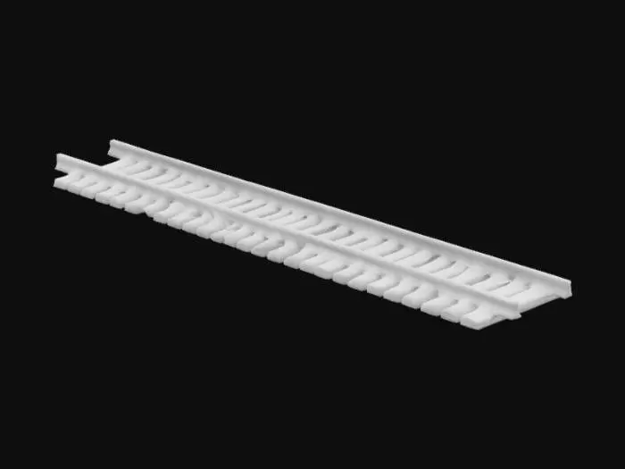 3D model for A straight wooden track extends perfectly parallel with precise spacing. The two solid wooden beams serve as rails, flawlessly smooth and evenly cut. Crosswise, evenly spaced wooden sleepers are perfectly aligned and identical in size. The ground between them remains clean, without gravel or grass. The structure appears immaculate, symmetrical, and endlessly straight, as if crafted with absolute precision.