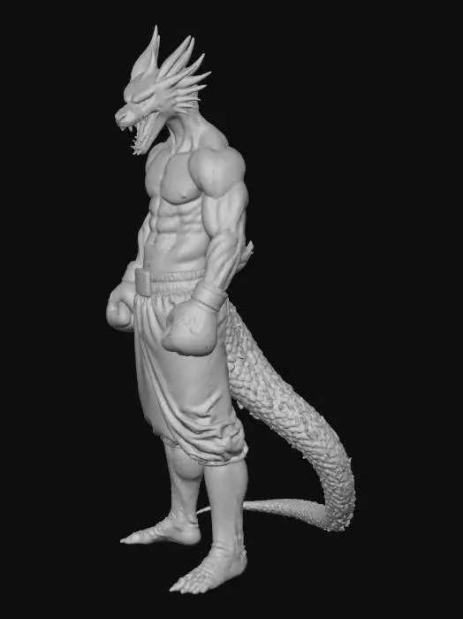 3D model for dragon boxer with fire theme clothes