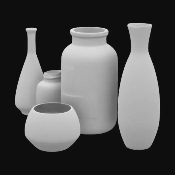 3D model for Создайте композицию из 5 предметов сложной
формы (вазы, банки, бокалы и т.д.). Наполните
хотя бы две емкости жидкостью. Поэкспериментируйте с настройками, чтобы добиться эффекта
разных материалов (матовых, глянцевых, прозрачных и т.д.). При этом посуда с жидкостью
должна быть прозрачной.
Поместите модели на какую-либо поверхность