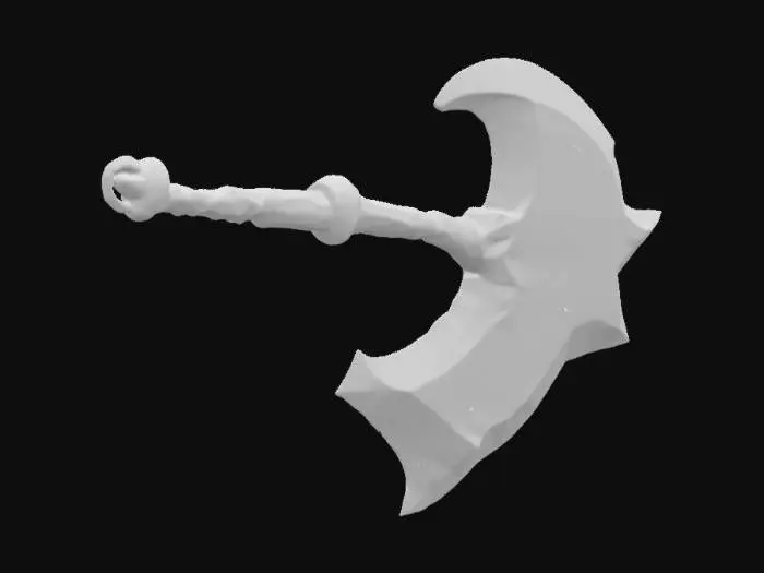 3D model for red Crystal fantasy twohanded war-axe from world of warcraft