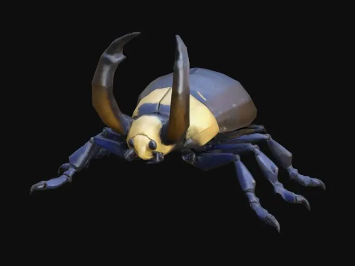 3D model for a hercules beetle, low poly, game asset