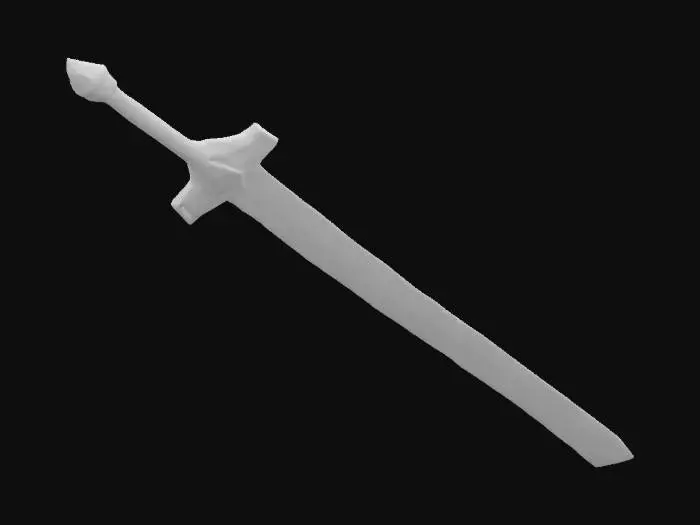 3D model for lowpoly, thick battle sword made of stone, geometrical shapes, game style, sharp edges, monster hunter style