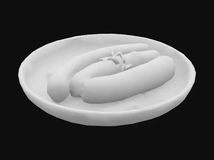 3D model for [Germany] a plate with some german white sausages and mustard, #AroundTheWorld#