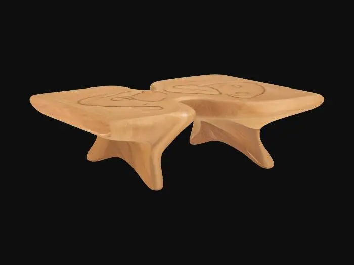 3D model for futuristic wooden voronoi coffee table