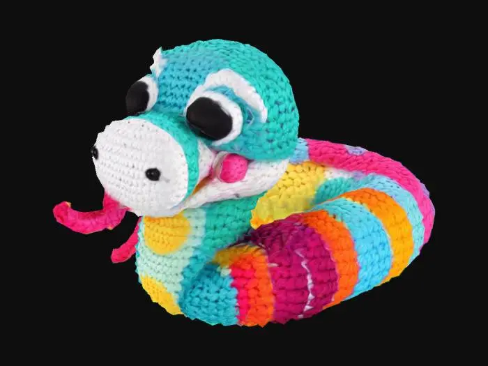 3D model for cute crochet snake toy in brightful colors