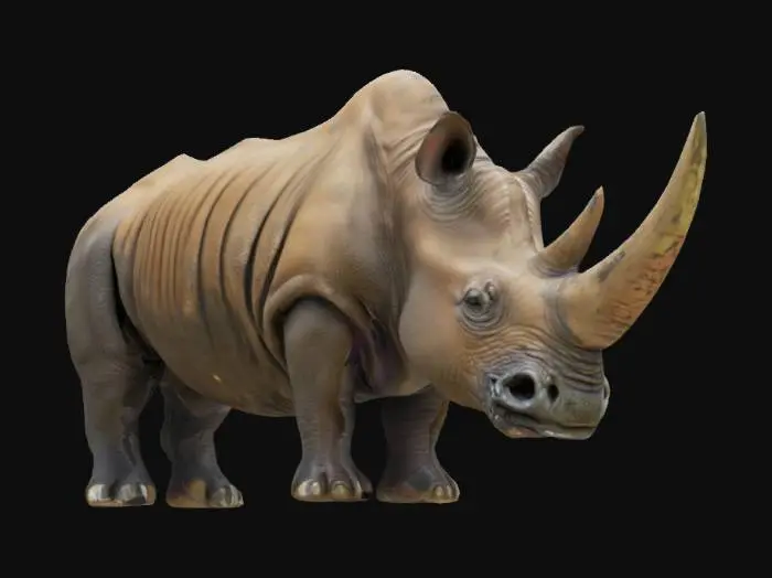 3D model for highly realistic. create a fear dangerous rhino head. insane particles detail use octane renderer. 
