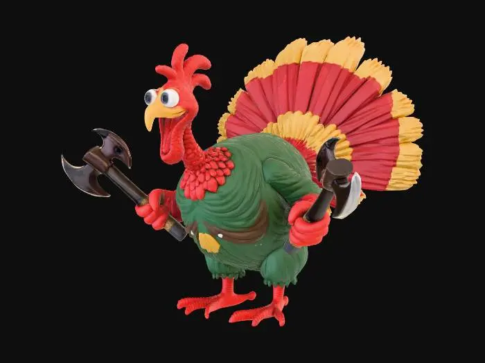 3D model for a muscular turkey with axes in his hands, #Thanksgiving#