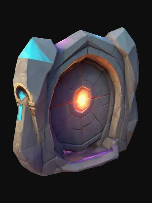 3D model for lowpoly, magic portal, geometrical shapes, game style, sharp edges
