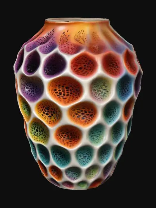 3D model for parametric ceramic vase with a lot of colors in a voronoi style