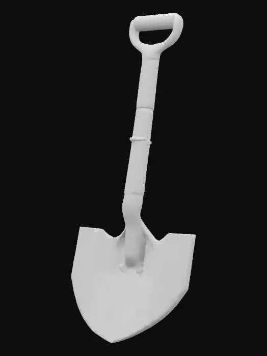 3D model for lowpoly, stone shovel, geometrical shapes, game style, sharp edges, #garden#