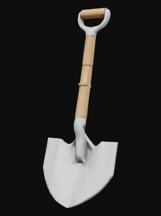 3D model for lowpoly, stone shovel, geometrical shapes, game style, sharp edges, #garden#