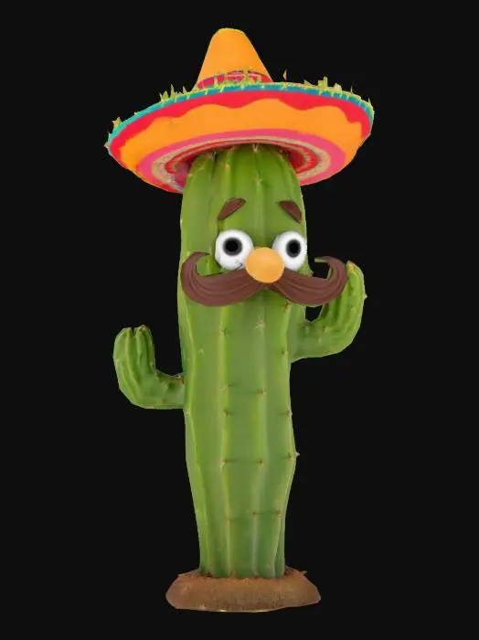 3D model for Cactus with sombrero and mustache, #AroundTheWorld#,