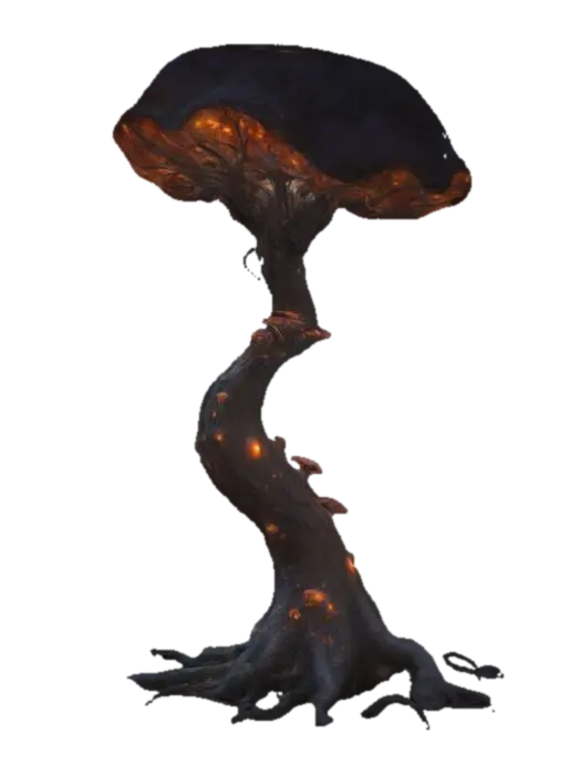 Generate surreal and bizarre-looking fungal trees growing in the Underdark —… 3D model, vytvořený pomocí AI
