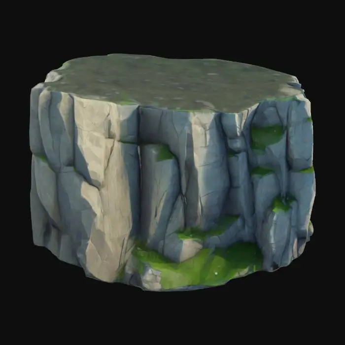 3D model for lowpoly, stone cliff, geometrical shapes, game style, sharp edges,