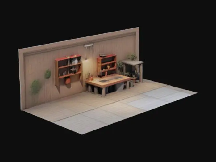 3D model for Мини комната гаража без машины уютная красивая детализированная
