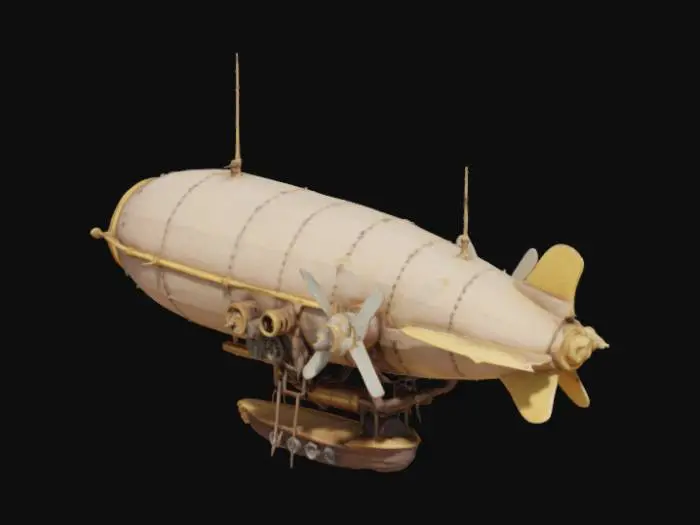 3D model for "Сгенерируй детализированную 3D-модель дирижабля в стиле стимпанк с шестерёнками, пропеллерами и винтажной эстетикой."



