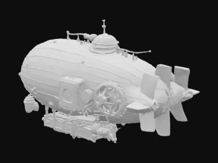3D model for "Сгенерируй детализированную 3D-модель дирижабля в стиле стимпанк с шестерёнками, пропеллерами и винтажной эстетикой."


