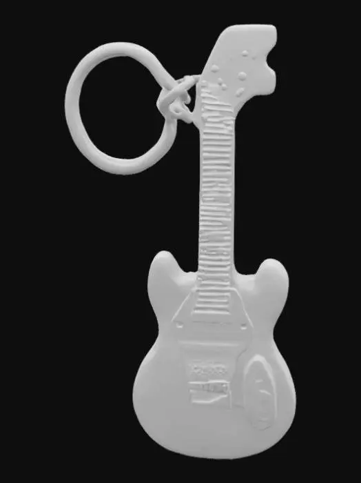 3D model for 
Брелок в форме гитары с проработкой струн и грифа. Добавьте небольшое кольцо для крепления ключей., #emblem#