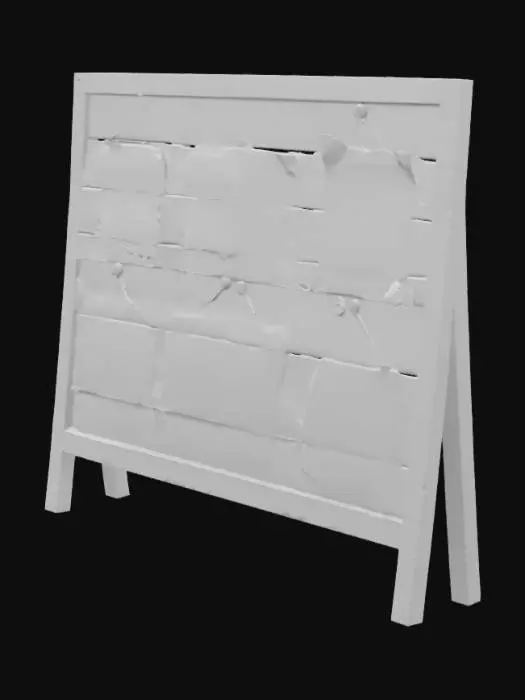 3D model for деревянная доска на которой весят листовки с наградами за голову придумай кто там очень детализированная и хорошо проработай слова их награды варируються от 5000 до 30000 тыс долларов