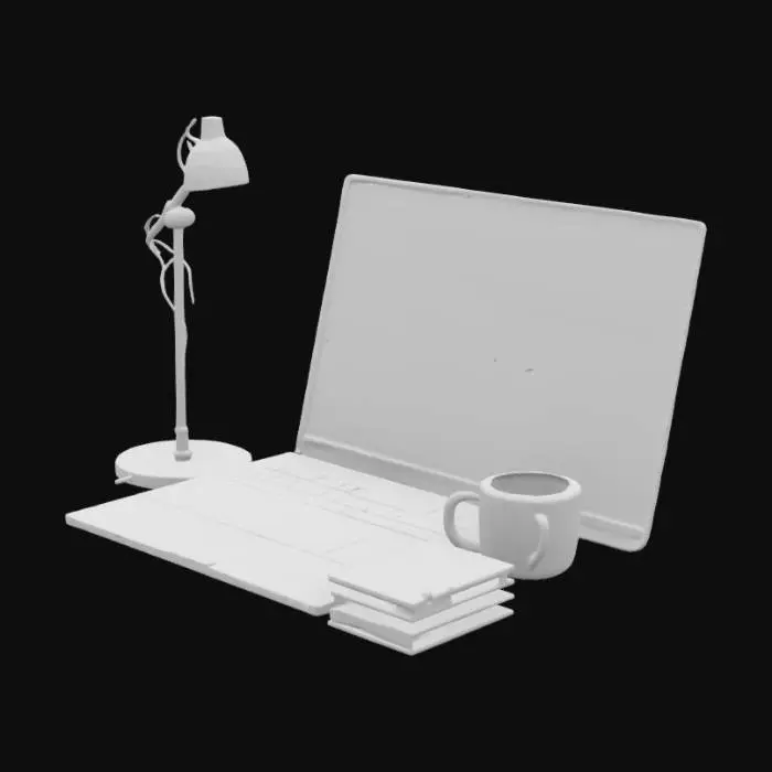 3D model for Рабочий стол с ноутбуком на нем 