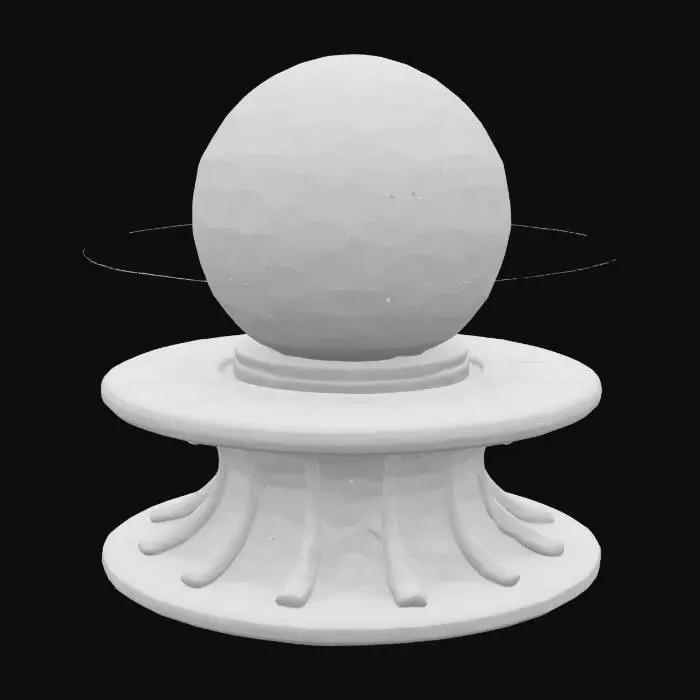 3D model for Парящий магический алтарь, его основание из отполированного до зеркального блеска оникса, на котором покоится огромный шар из пульсирующей плазмы, удерживаемой силовыми полями. Оникс абсолютно гладкий и холодный на ощупь, черный, с тонкими белыми прожилками. Плазменный шар не осязаем, но излучает тепло и яркий оранжево-красный свет. Форма алтаря проста и строга, но плазменный шар создает ощущение динамики и мощи.