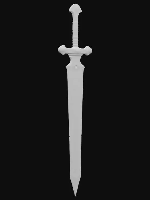 3D model for DOTA2 very simple iron sword with a rectangular guard, no gold or gems, medieval style, fantasy, simple design, 4k, Game Assets, clean, symmetrical, seamless, same texture on both sides