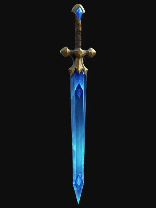 3D model for DOTA2 very simple iron sword with a rectangular guard, no gold or gems, medieval style, fantasy, simple design, 4k, Game Assets, clean, symmetrical, seamless, same texture on both sides