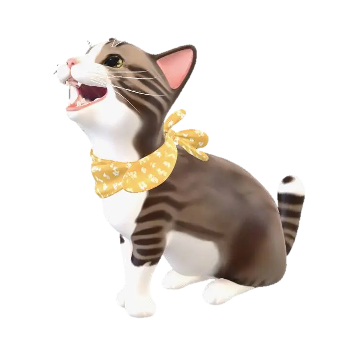 cat - Whiskers 3D model, vytvořený pomocí AI