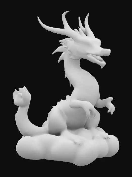 3D model for A majestic Eastern dragon with a serpentine body, shimmering scales, and a flowing mane. Four powerful legs, each ending in sharp, clawed feet. A long, sinuous neck culminating in a wise, serpentine head adorned with ornate horns. Large, luminous eyes and a long, forked tongue. The dragon is perched atop a cloud, gazing out over a fantastical landscape.
Negative Prompt:
deformed, mutated, bad anatomy, disfigured, floating limbs, disconnected limbs, poorly defined features,  generic, pixelated